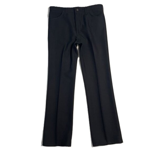 Wrangler Wrancher Dress Pants Mens 38x34 Black 82BK Polyester Twill Jeans Crease - Picture 1 of 10